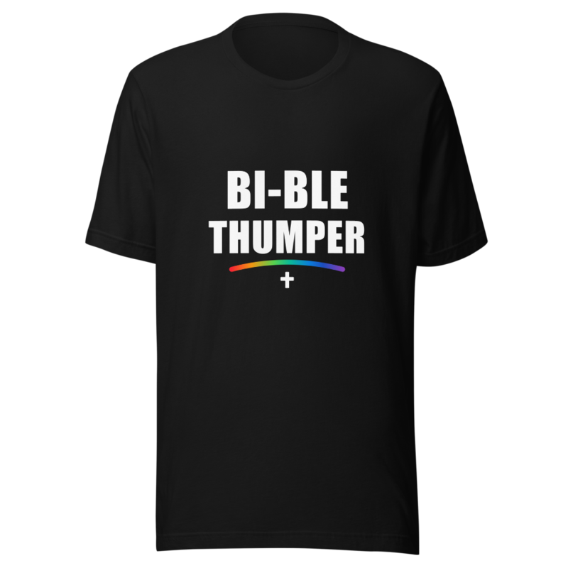 Printful mockup of Bi-ble Thumper in Black